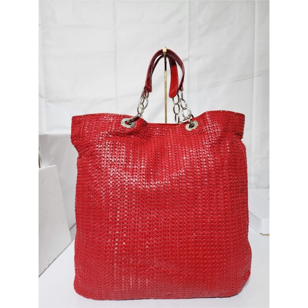 Authentic Christian Dior Rafia Lady Dior Tote Red - Picture 4 of 15